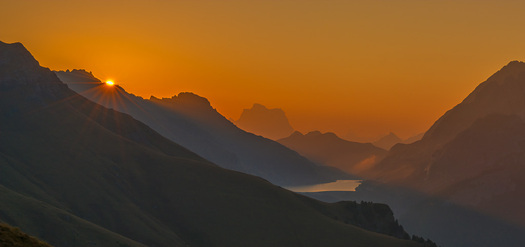 Mountain scene at sunrise