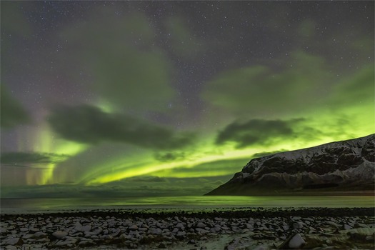 Seascape with northern lights