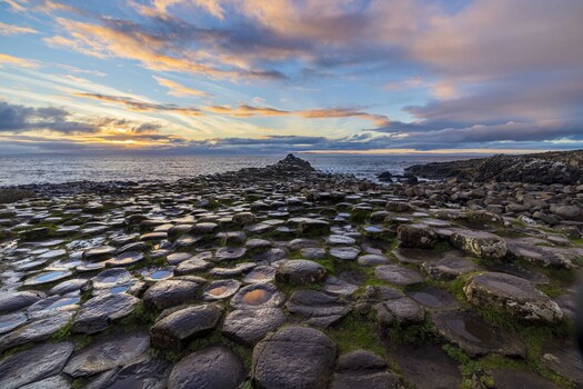 Stone causway leading into a body of water
